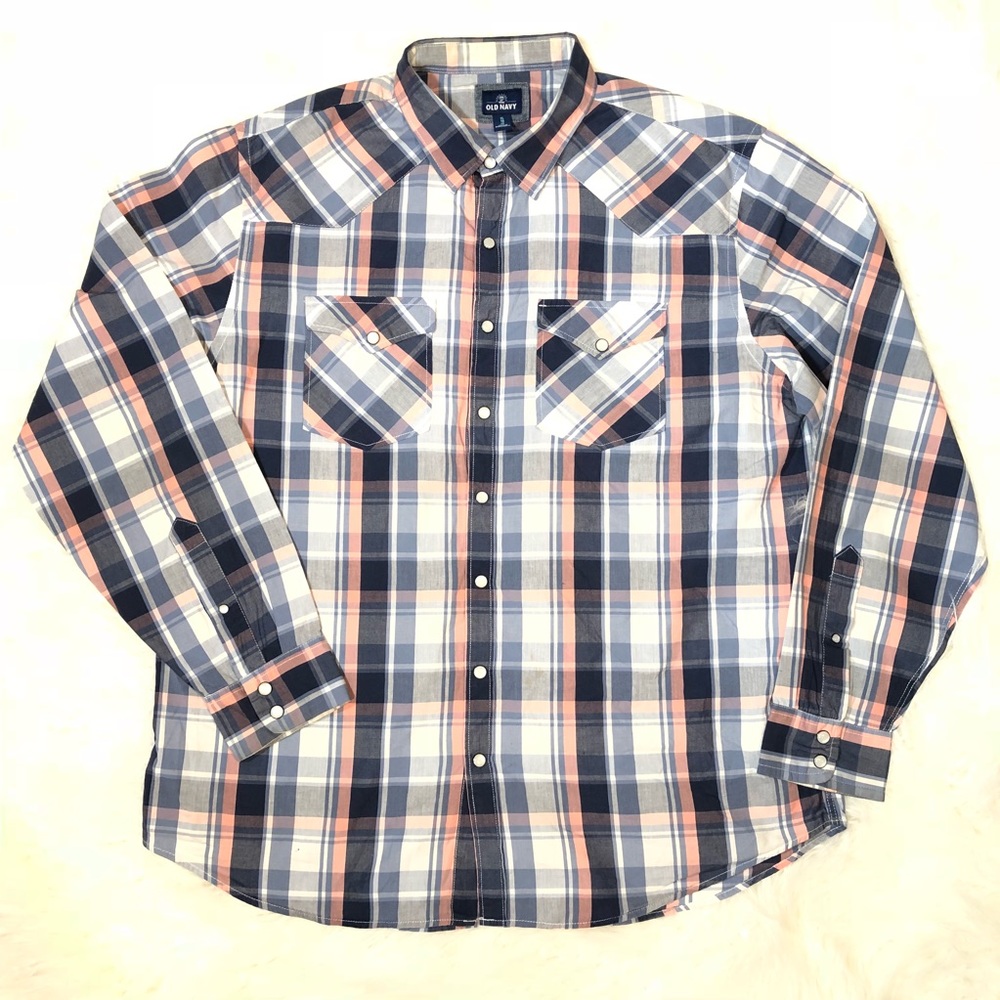 Men’s Old Navy Western Brim Plaid Button Down XL